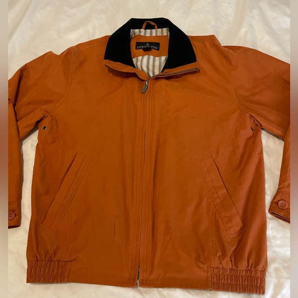 London Fog Vintage 80s-90s Windbreaker Bomber Jacket Orange Men’s Medium - Picture 2 of 9